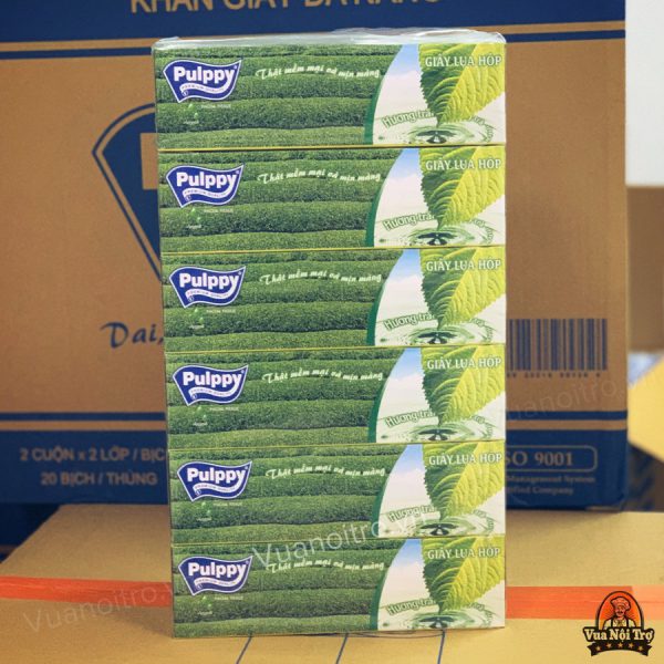 khăn giấy pulppy hương trà xanh hộp 100 tờ